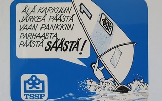 TSSP Säästöpankki -tarra 80-luvulta (surffaaja)