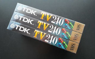 TDK E-240 TVEC VHS kasetti 3-pack UUSI