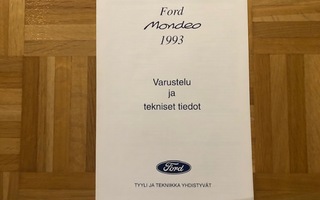 Esite Ford Mondeo mk1 1993 varusteet ja tekniset tiedot