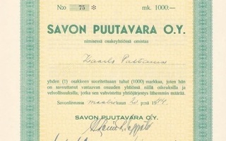 1944 Savon Puutavara Oy, Savonlinna osakekirja