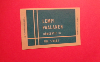 TT-etiketti Lempi Paalanen, Hämeentie 37