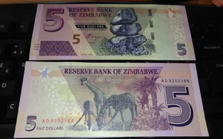Zimbabwe 5 Dollars 2019 UNC
