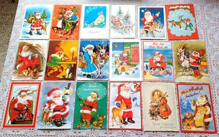 Joulupukki ja eläimet kokoelma kortteja 25 kpl