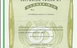 1989 Leipurien Tukku Oy  spec, Helsinki pörssi osakekirja