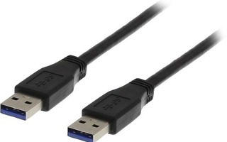 Deltaco USB 3.0 kaapeli A uros - A uros, 1m, musta *UUSI*