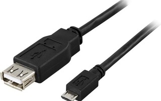 Deltaco USB 2.0 Adapteri, A naaras - Micro B uros, 0.2m UUSI