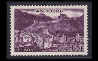 Andorra Fr 162 ** Kylämaisema 65 Fr violetti (1957)