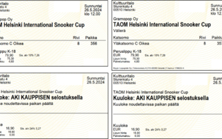 2 kpl TAOM Helsinki International Snooker Cup lippuja