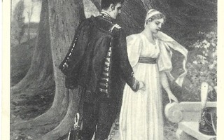 Vanha kortti: Romanttinen pari puiden alla, 1904