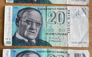 20 markkaa 1993 (3 setelin setti)