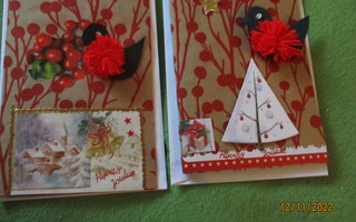 Joulukortti käsintehty punatulkku malli 2kpl erä