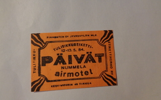 TT-etiketti Tulitikkuetikettipäivät 1984, Nummela