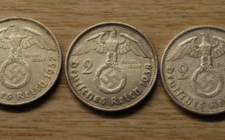 Hakaristi, NATSISAKSA 2 Reichsmark 1937-1939,  Hopea