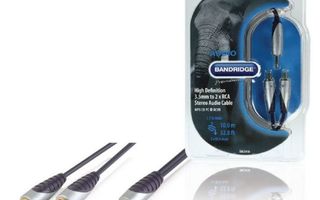 Bandridge Premium Audio 3.5mm - 2xRCA kaapeli, 10m *UUSI*