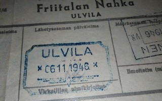 VR Ulvila Asemaleima Rahtikirja 1946 PK140/8