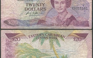 Itä-Karibia, St.Lucia, 20 Dollars 1988 (P-24L1) Elisabeth II