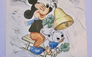 VANHA Postikortti Disney Mikki Hiiri Kulkenut 1965