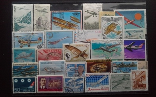 LENTOKONE postimerkkejä o 28 kpl. Iso N5 levy