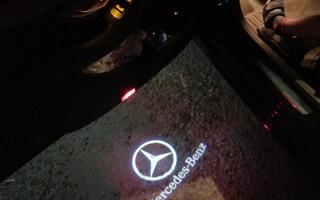 Mercedes logolliset projektorivalot oviin; 2kpl sarja