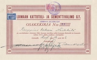 1936 Loimaan Kattotiili- ja Sementtivalimo Oy, Loimaa