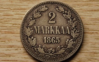 Aleksanteri II Hopeaa 2 Markka 1865