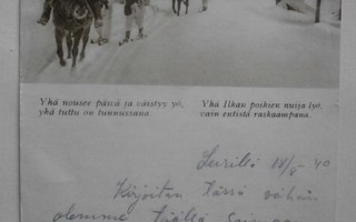 Ratsuja ja sotilaita, joukkue etenee hangessa, Kenttäp. 1940