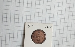 5 penniä vuodelta 1910