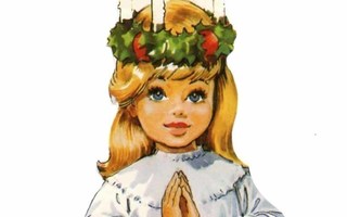 MLP 1535 / Lucia-neito kynttiläkruunu hiuksillaan. 1980-l.