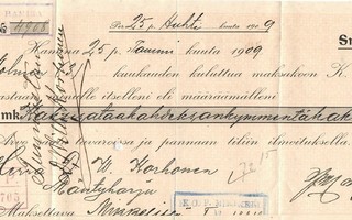 Hamina J.Hykkyrä Vekseli 25.1.1909 PK123