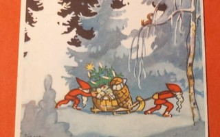 Martta Wendelin : Joulupukit vetävät kelkassa lahjoja
