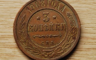 Venäjä, 3 kopeekkaa 1908, Nikolai II