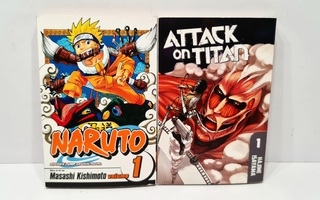 Naruto volume 1 ja Attack on Titan vol 1 (englanti)