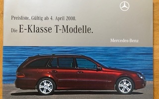 Hinnasto ja lisävarusteet Mercedes S211 E-luokka 2008. Esite