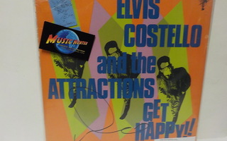 ELVIS COSTELLO &... - GET HAPPY EX+/EX+ LP - NIMIKIRJOITUS!!
