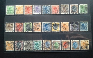 TANSKA 1913-1926 Kuningas Christian X postimerkkejä o 27 kpl