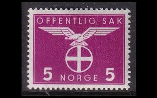 Norja 44 ** Virkamerkki 5 öre (1942)