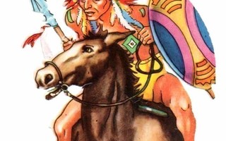 PZB 1308 / Intiaani hevosen selässä taisteluasussa. SUURI!!