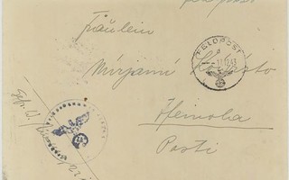 1943 kirje Saksan kenttäpostista Suomeen