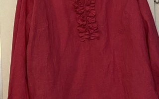 Pura Finland Ruffle shirt XL pinkki pellava