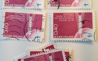Itsenäinen Suomi 50 vuotta postimerkki 0,40 mk