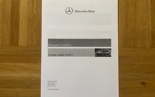 Hinnasto ja lisävarusteet Mercedes C207 E Coupe 2011. Esite