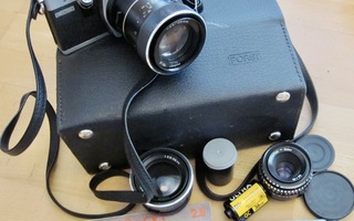 VANHA Kamera Porst Reflex CX3 3 Objektiivia Laukku Ohjekirja