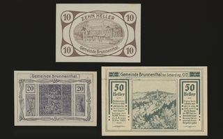 Itävalta Notgeld 10, 20, 50 Heller, Brunnenthal 1920