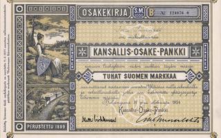 KANSALLIS - OSAKE - PANKKI - Osakekirja 1954