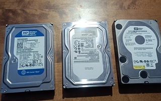 3x Kiintolevyt Sata 3.5" (250GB, 160GB, 320GB)