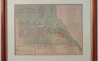 Oulun kaupunki kartta 1888!*Kehystettynä*