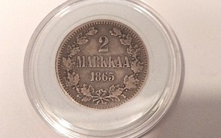 2 Markkaa 1865 Hopeaa