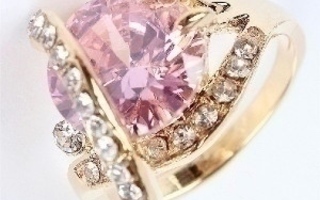 36 .. 14k Gold Pink Swarovski Crystal Kaunis .. Sormus