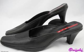 ALE:AIDOT(350$) Prada naisten mustat nahka sandaalit,36.5-37