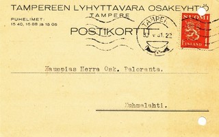Tampereen Lyhyttavara Osakeyhtiö - vanha kortti